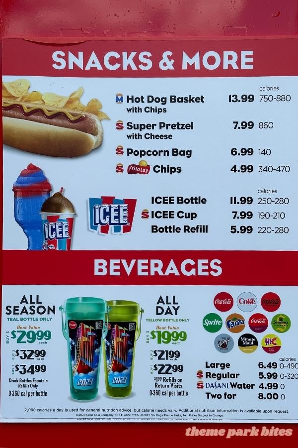 coca cola kiosk menu six flags america