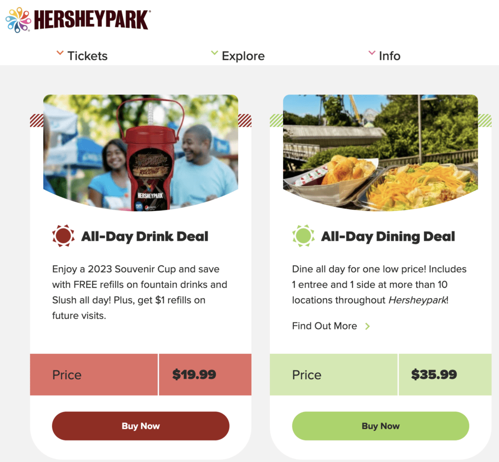 hersheypark dining plan options