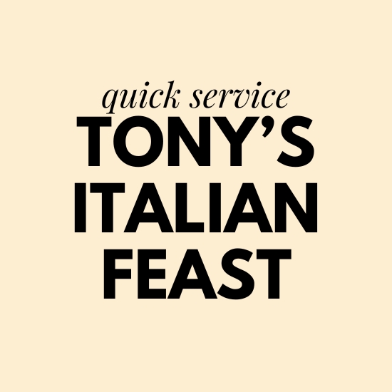 tony's italian feast splish splash menu and prices