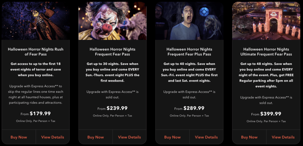 halloween horror nights multi night tickets
