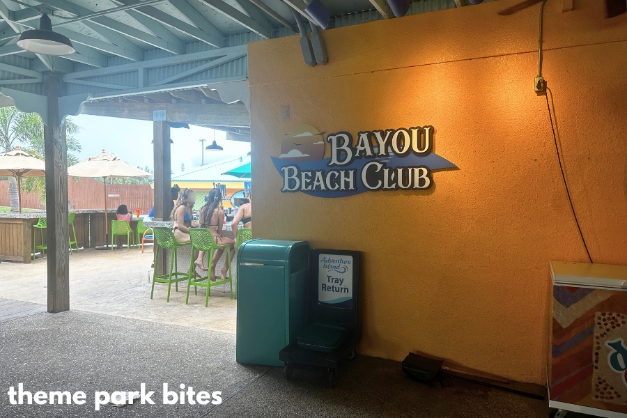 bayou beach club adventure island food prices