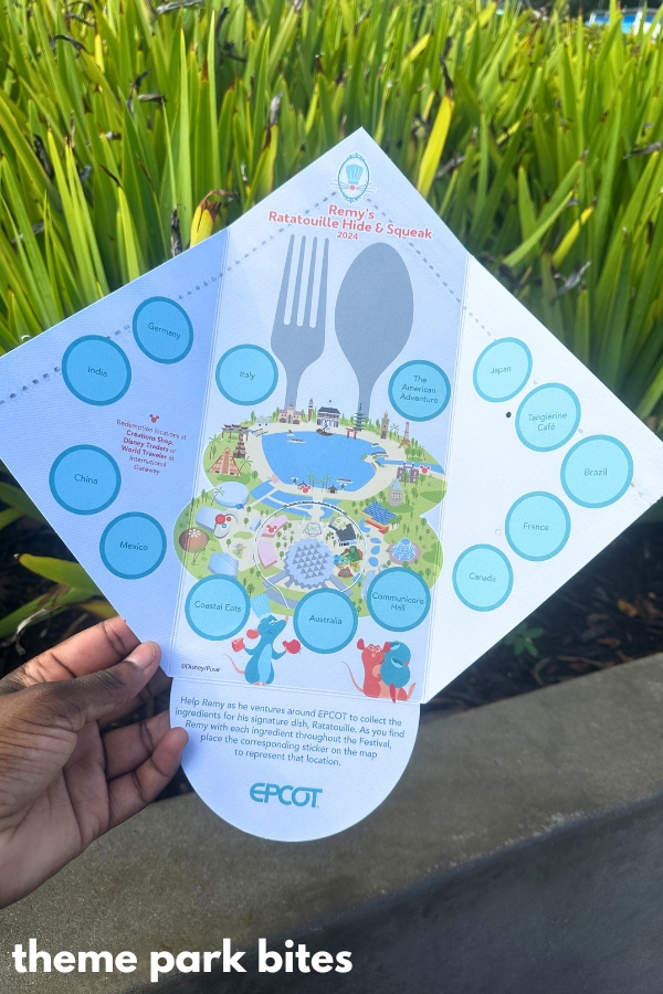 remy's ratatouille hide and squeak 2024 epcot food and wine festival pamphlet